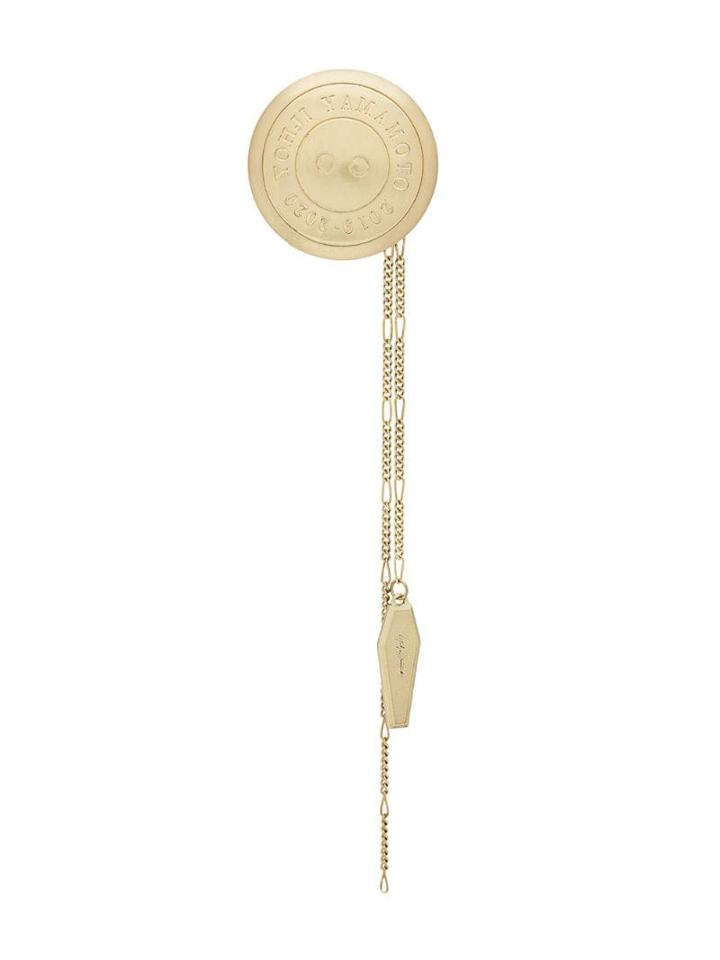 Yohji Yamamoto Logo Brand Brooch - Gold