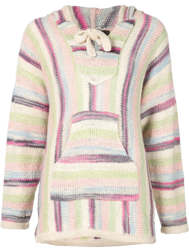 The Elder Statesman Striped Hooded Sweater