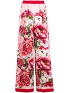Dolce & Gabbana Peony Print Flared Trousers - Pink & Purple