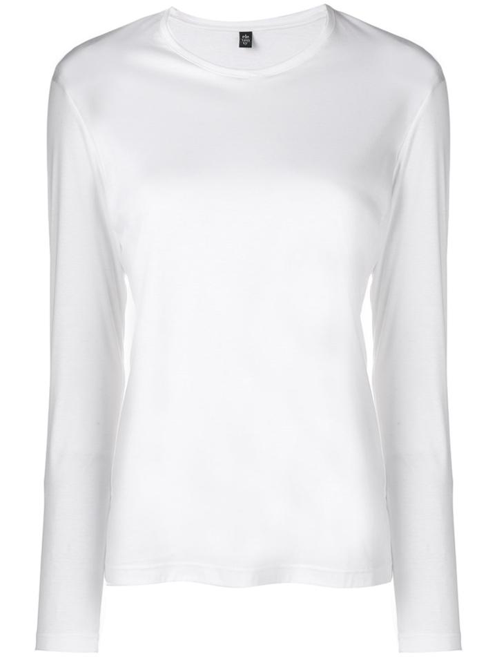 Eleventy Round Neck Jersey Top - White