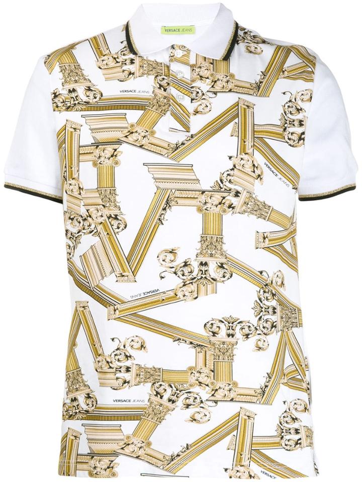 Versace Jeans Pillar Print Polo Shirt - White