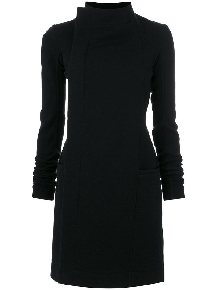 Rick Owens - Funnel Neck Coat - Women - Cotton/nylon/spandex/elastane/other Fibers - 42, Black, Cotton/nylon/spandex/elastane/other Fibers