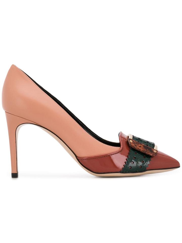 Pollini Buckled Stiletto Pumps - Pink & Purple