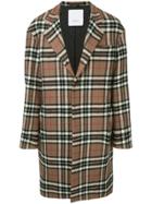 Ports V Checked Coat - Brown