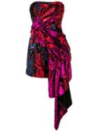 Halpern Embellished Strapless Draped Dress - Pink