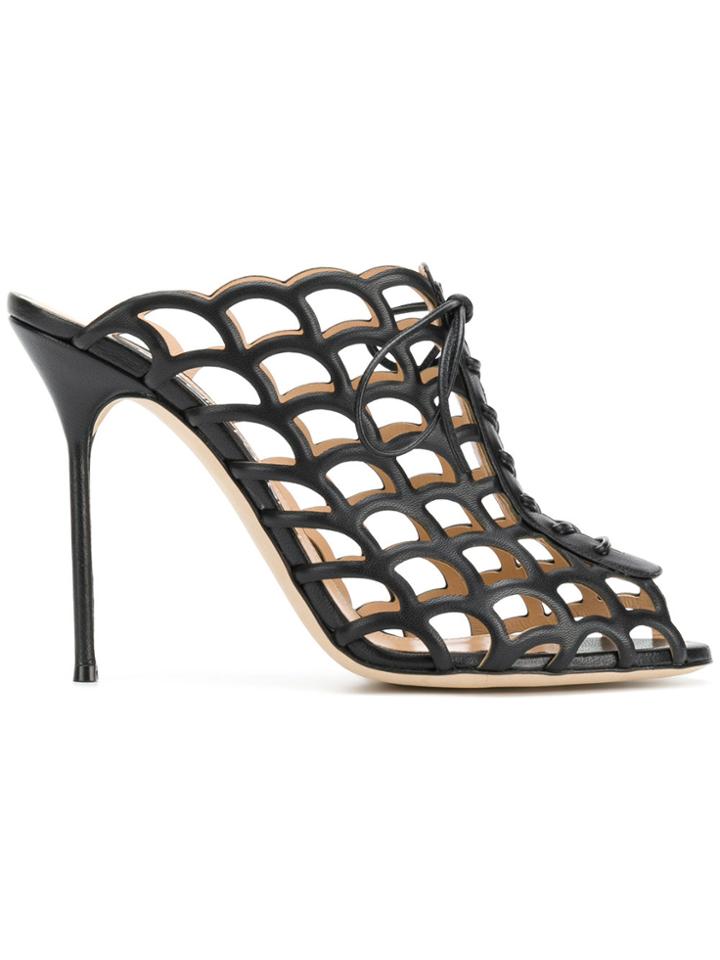 Sergio Rossi Mermaid Boxer Sandals - Black