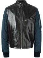 Dolce & Gabbana Leather Panel Bomber Jacket - Black