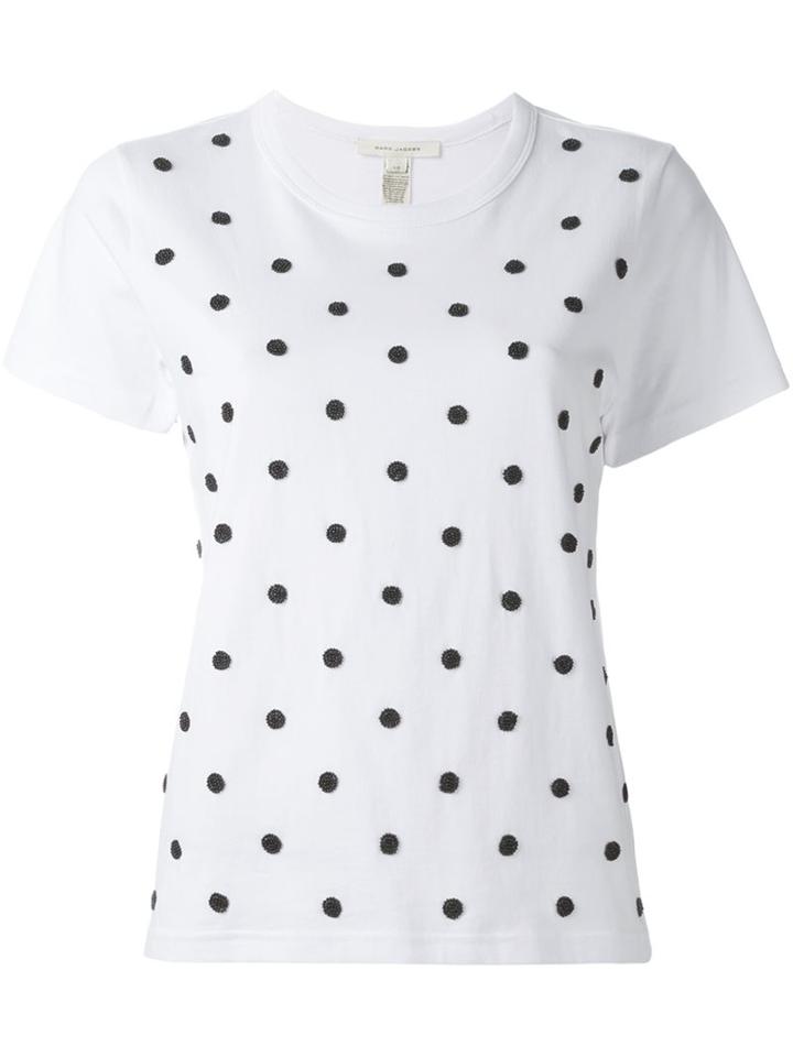 Marc Jacobs Beaded Polka Dot T-shirt, Women's, Size: Medium, White, Cotton/glass