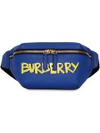 Burberry Medium Graffiti Print Leather Bum Bag - Blue