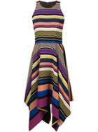 Badgley Mischka Striped Asymmetric Midi Dress