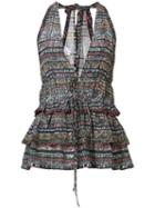 Iro - Snakeskin Print Halterneck Blouse - Women - Silk - 34, Pink/purple, Silk