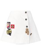 Mr & Mrs Italy - Embellished Mini Skirt - Women - Cotton/polyamide/polyester/glass - 40, White, Cotton/polyamide/polyester/glass