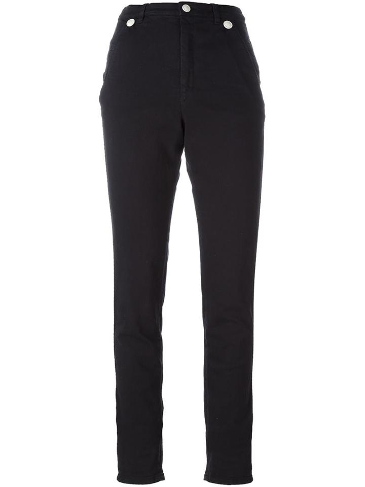Isabel Marant Skinny Button Detail Trousers, Women's, Size: 38, Black, Cotton/polyester/spandex/elastane