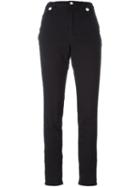 Isabel Marant Skinny Button Detail Trousers, Women's, Size: 38, Black, Cotton/polyester/spandex/elastane