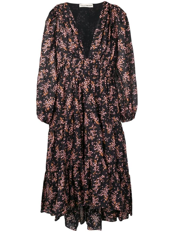 Ulla Johnson Floral Print Midi Dress - Black