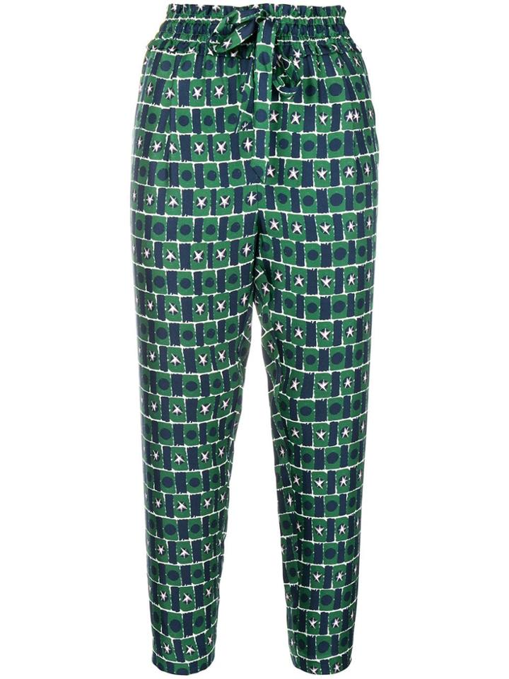 Chinti & Parker Geometric Cropped Trousers - Green