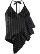 Ssheena Striped Ruffle Trim Top, Women's, Size: Medium, Black, Viscose