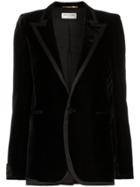 Saint Laurent Blazer Jacket With Satin Trim - Black