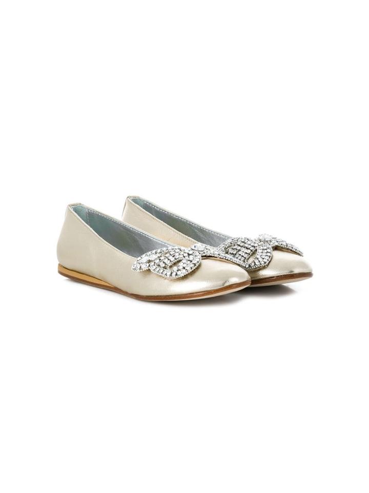 Mi Mi Sol Butterfly Embellished Ballerinas - Gold
