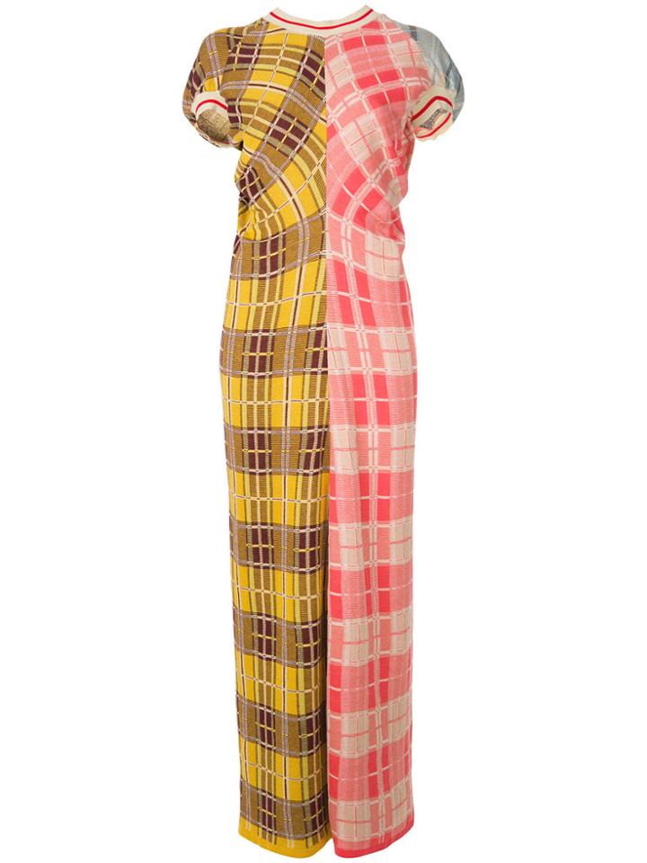 Marni Checked Design Day Dress - Yellow & Orange