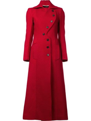 Roland Mouret 'denham' Long Coat, Women's, Size: 12, Red, Acetate/wool/polyamide