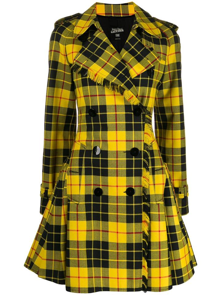 Jean Paul Gaultier Pre-owned 2004 Check Trench Coat - Yellow