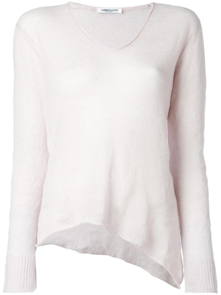 Lamberto Losani V-neck Knitted Blouse, Women's, Size: Medium, Pink/purple, Cashmere/silk/other Fibers