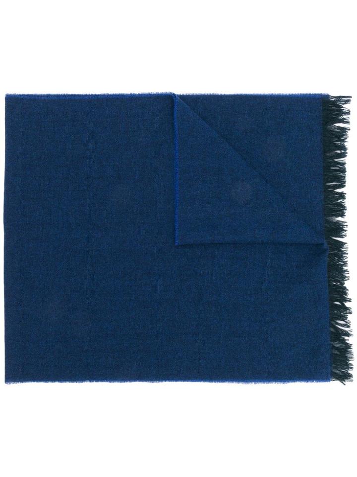 Kiton Fringed Cashmere Scarf - Blue