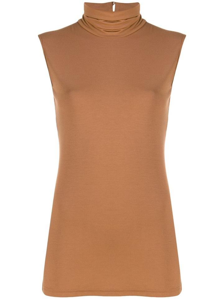 Styland Turtleneck Plain Top - Brown