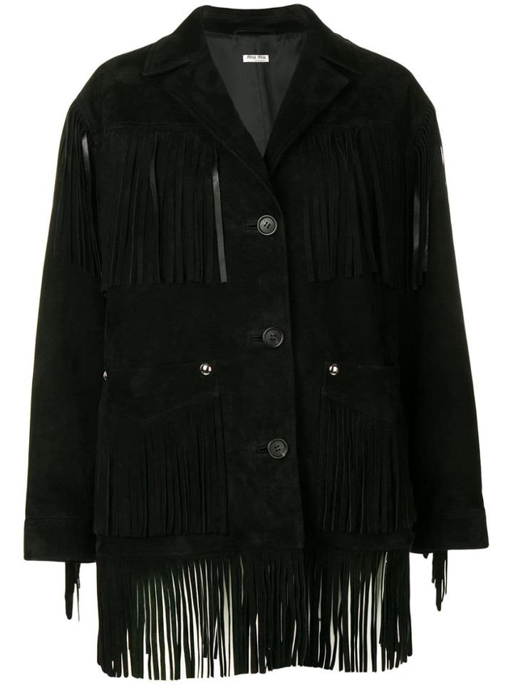 Miu Miu Fringed Jacket - Black