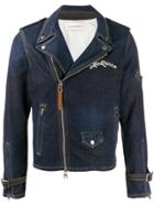 Alexander Mcqueen Off-centre Zipper Denim Jacket - Blue