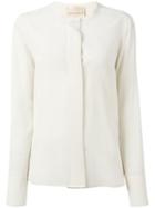 Erika Cavallini Collarless Shirt, Women's, Size: 44, White, Silk