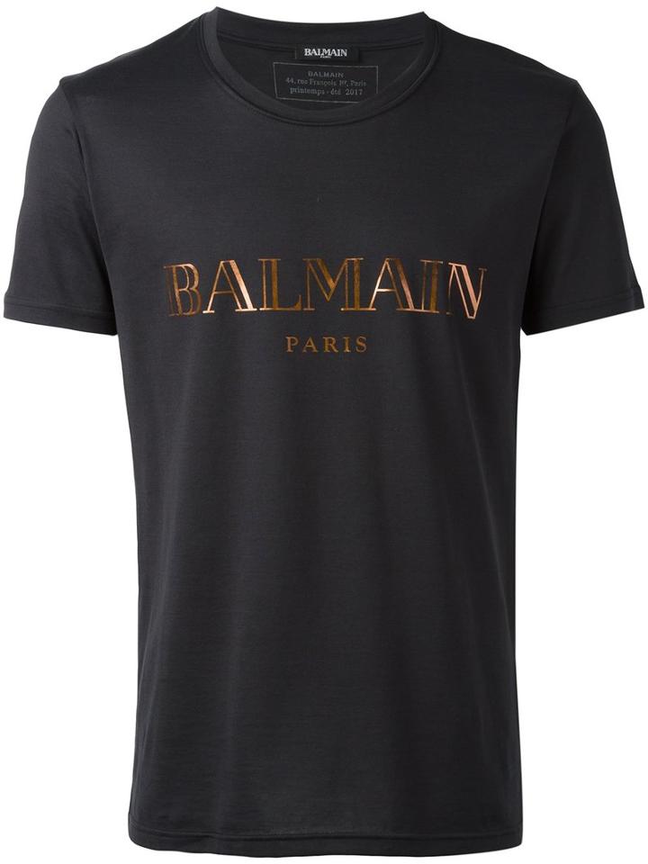 Balmain Logo T-shirt, Men's, Size: Xs, Black, Cotton