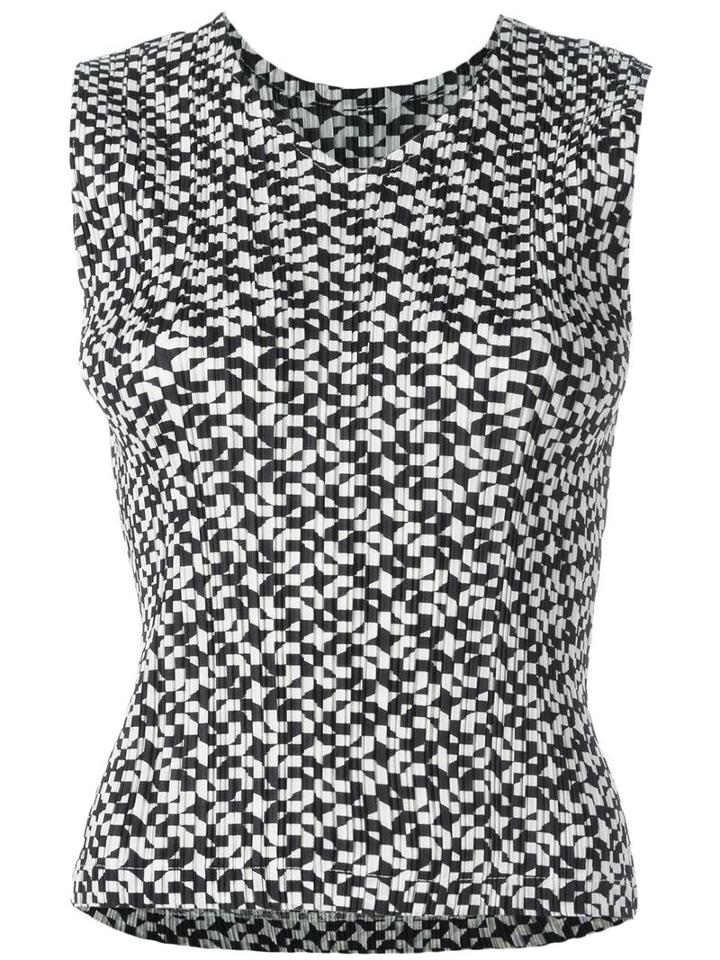 Pleats Please By Issey Miyake Patterned Pleated Top, Women's, Size: 5, Black, Polyester