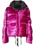 Kru Reversible Velvet Puffer Jacket - Purple