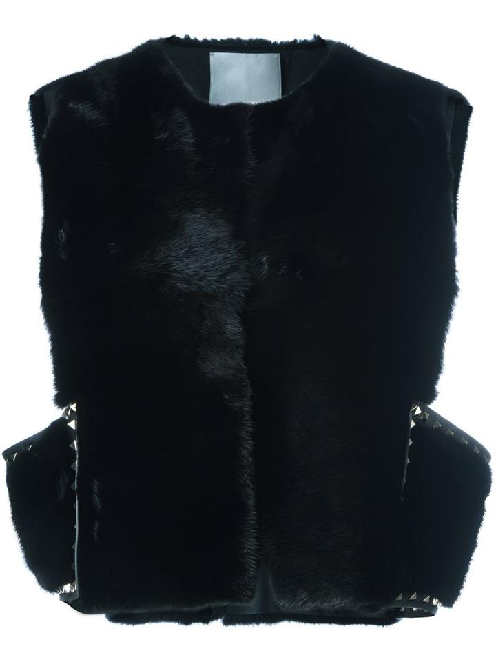 Valentino 'rockstud' Gilet, Women's, Size: 40, Black, Lamb Skin/mink Fur
