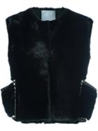 Valentino 'rockstud' Gilet, Women's, Size: 40, Black, Lamb Skin/mink Fur