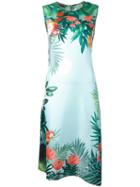 Rochas Floral Print Dress, Women's, Size: 42, Green, Silk