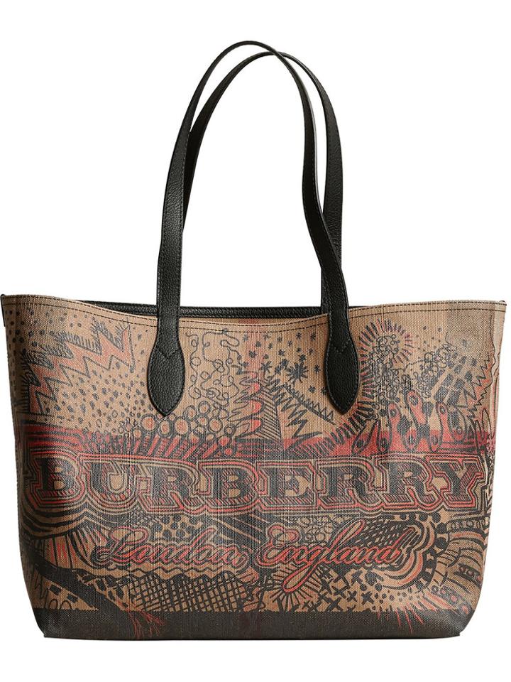 Burberry Medium Reversible Doodle Tote - Brown