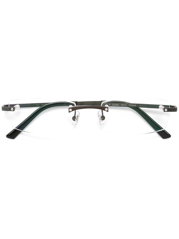 Cartier 'santos De Cartier' Optical Glasses, Black, Titanium