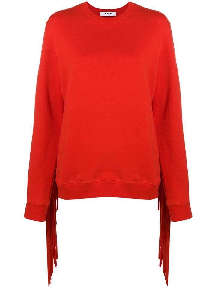 Msgm Fringed Sweatshirt - Red
