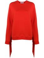 Msgm Fringed Sweatshirt - Red