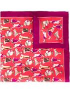 Kiton Drinks Print Pocket Square, Men's, Pink/purple, Silk