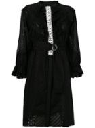 Tsumori Chisato Crochet Stitched Ruffle Trim Dress - Black