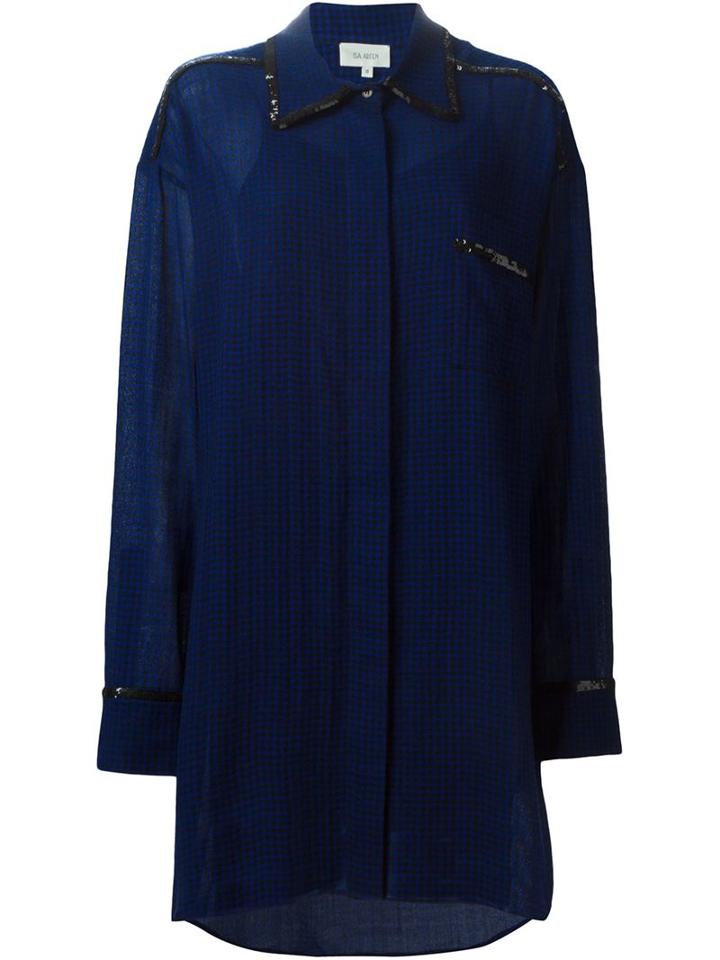 Isa Arfen Sequined Collar Gingham Dress