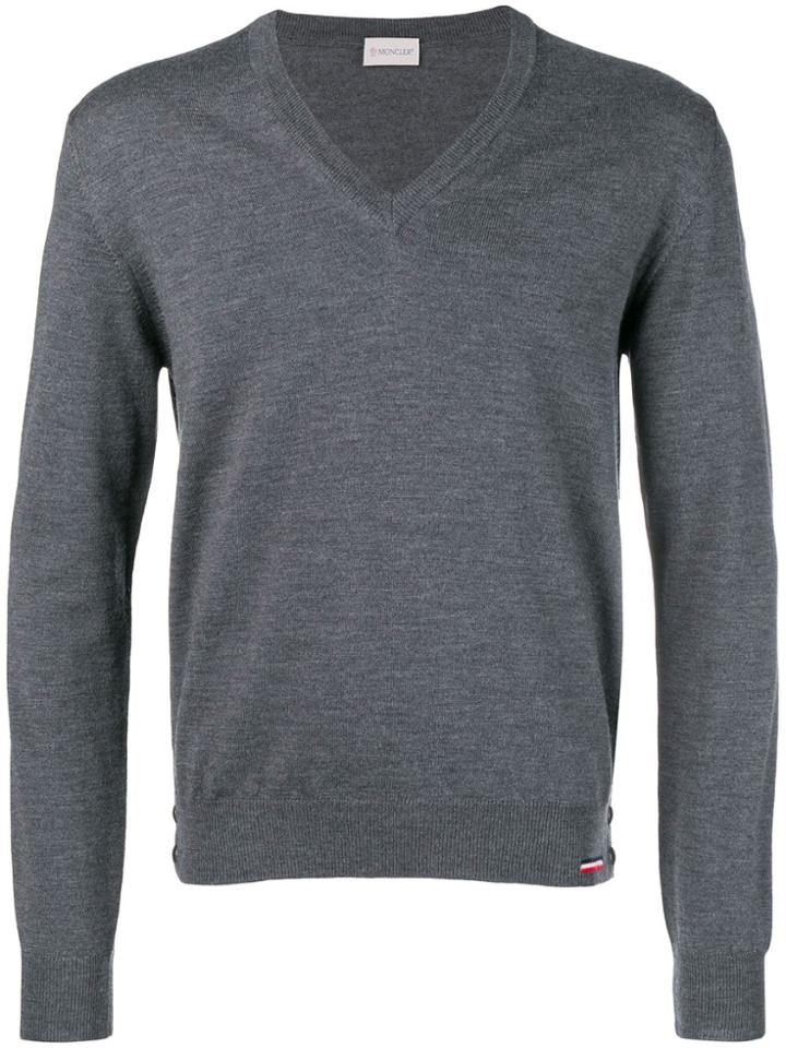 Moncler V-neck Jumper - Grey