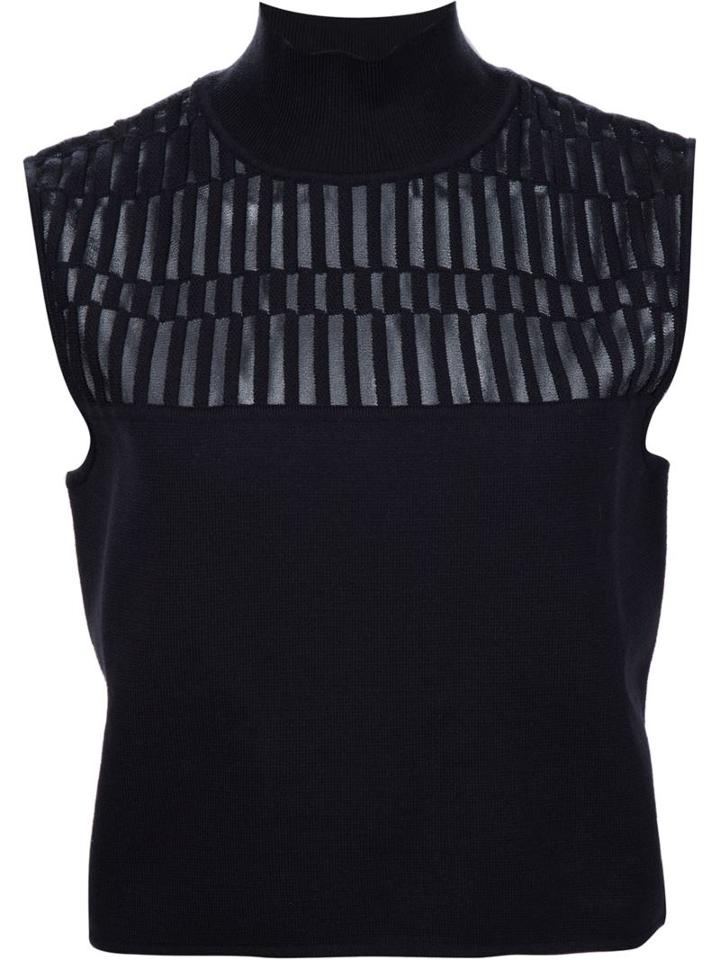 Mugler Cropped Knit Top, Women's, Size: Medium, Black, Polyester/viscose/wool