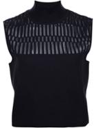 Mugler Cropped Knit Top, Women's, Size: Medium, Black, Polyester/viscose/wool
