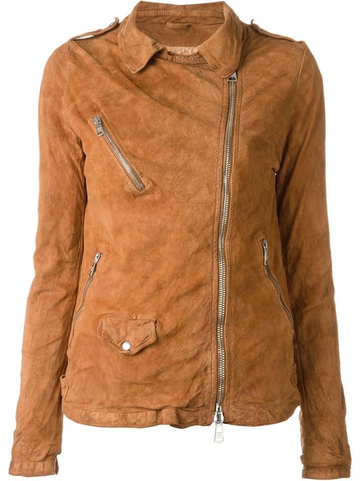 Giorgio Brato Biker Jacket, Women's, Size: 42, Brown, Leather/cotton