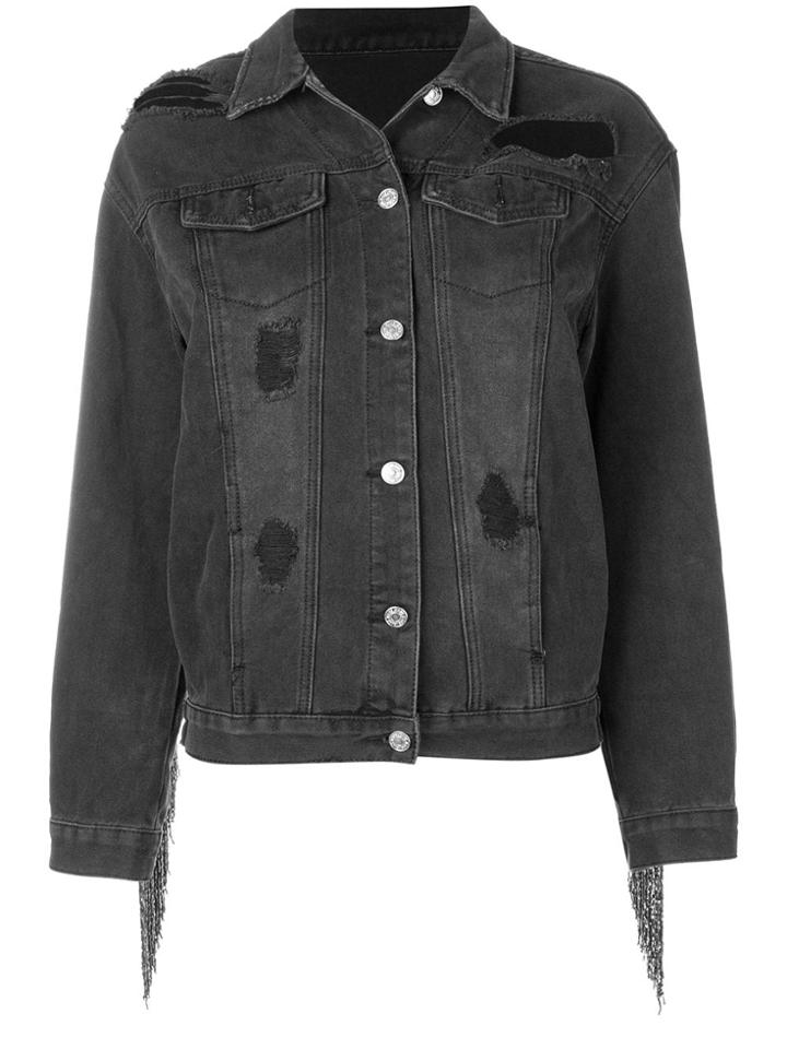 Loulou Distressed Denim Jacket - Black